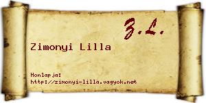 Zimonyi Lilla névjegykártya